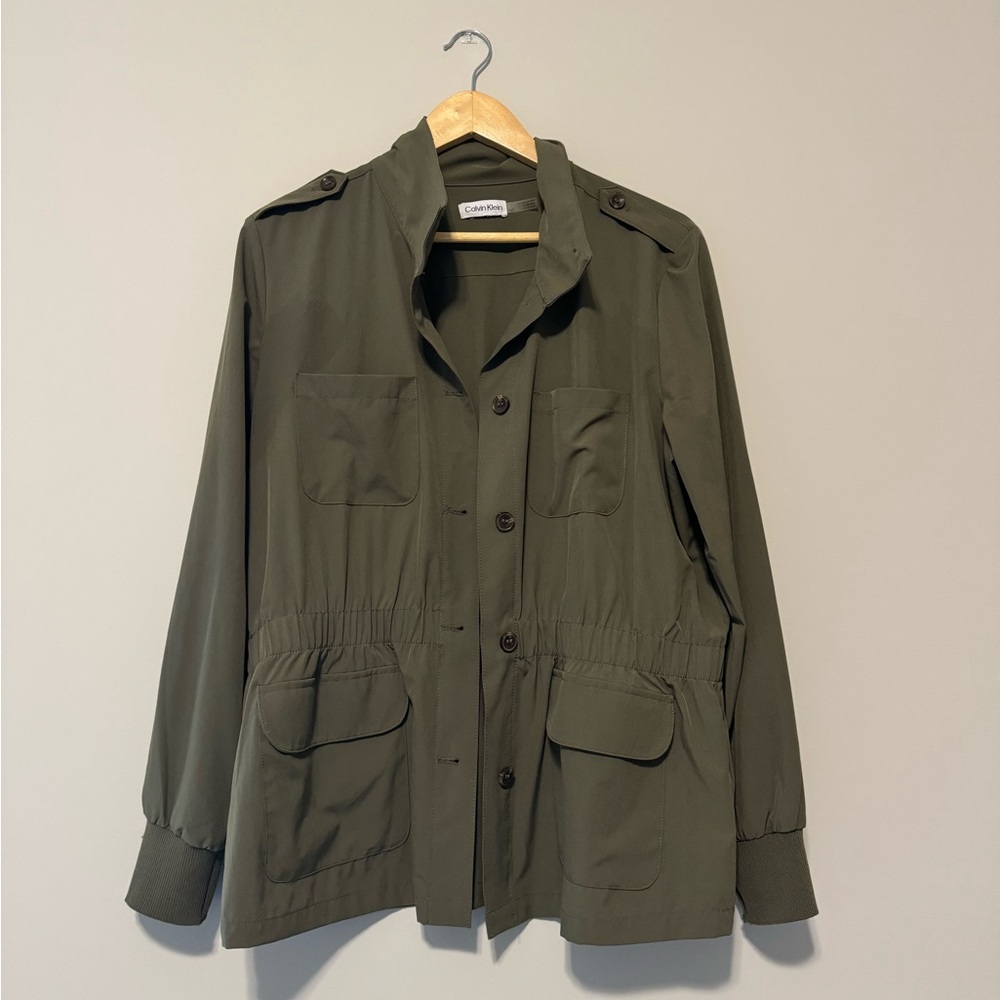 Calvin Klein Women’s Green Khaki Cargo Pocket Jacket - large - light weight